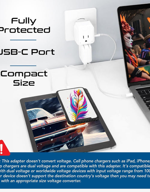 Load image into Gallery viewer, World Travel Plug Adapter Set by , Safe USB-C 30W PD &amp; QC 3.0-2 USA Socket - Compact &amp; Powerful - Use in Europe, Asia, Australia, Japan - Includes Type A, B, C, E/F, G, I Swadapt Attachments
