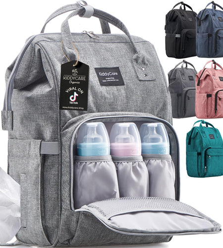 Diaper Bag Backpack | Baby Diaper Bags with Changing Station for Mom | Multifunction Travel Back Pack Maternity Baby Bags Waterproof Tote Bag Spacious, Unisex Stylish | Gray