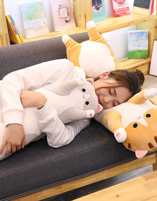 Load image into Gallery viewer, Cute Cat Plush Long Body Pillow Cuddle Cartoon Stuffed Animals Cat Plushie Soft Doll Pillows Gifts for Kids Girls (Orange, 19")
