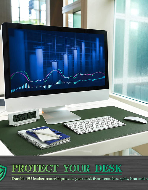 Load image into Gallery viewer, Desk Mat, Blotter, Dual-Sided Office Desk Pad, Waterproof Desk Mat for Desktop, Desk Blotters, PU Leather Pad Protector (31.5" X 15.7", Dark Green)
