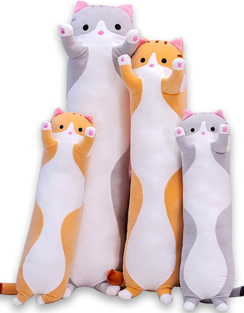 Load image into Gallery viewer, Cute Cat Plush Long Body Pillow Cuddle Cartoon Stuffed Animals Cat Plushie Soft Doll Pillows Gifts for Kids Girls (Orange, 19")

