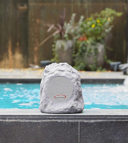Margaritaville Outdoor Rock Bluetooth Wireless Speaker | Durable Bluetooth Speakers, Fantastic Yard or Patio Decor, IPX-4 Waterproof Rated, Granite Grey “On the Rock”