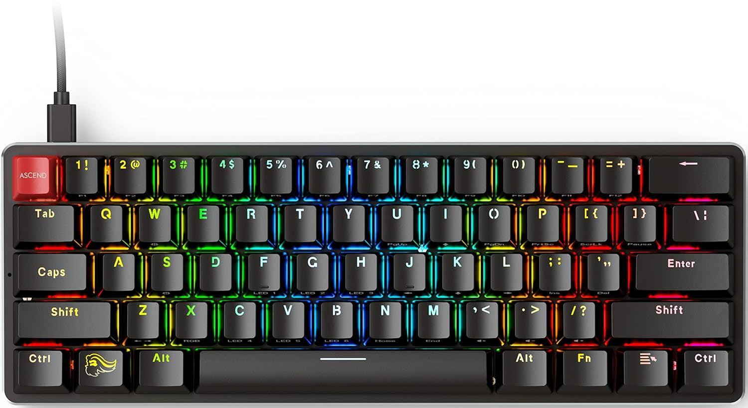 GMMK Modular Mechanical Gaming Keyboard - 60% Compact Size (61 Key) - RGB LED Backlit, Brown Switches, Hot Swap Switches (Black)(Gmmk-Compact-Brn)