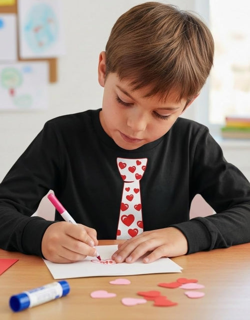 Load image into Gallery viewer, Boys Valentines Day Shirt Red Hearts Tie Toddler Kids Long Sleeve T-Shirt
