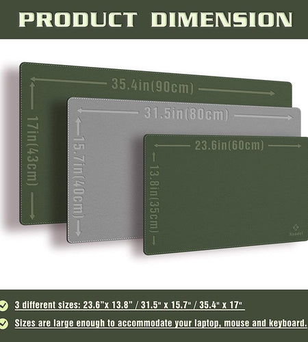 Desk Mat, Blotter, Dual-Sided Office Desk Pad, Waterproof Desk Mat for Desktop, Desk Blotters, PU Leather Pad Protector (31.5" X 15.7", Dark Green)