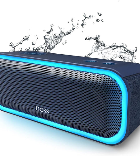 Bluetooth Speaker, Soundbox Pro Wireless Speaker with 20W Stereo Sound, Active Extra Bass, Bluetooth5.0, IPX6 Waterproof, Wireless Stereo Pairing, Multi-Colors Lights, 20Hrs Playtime -Blue