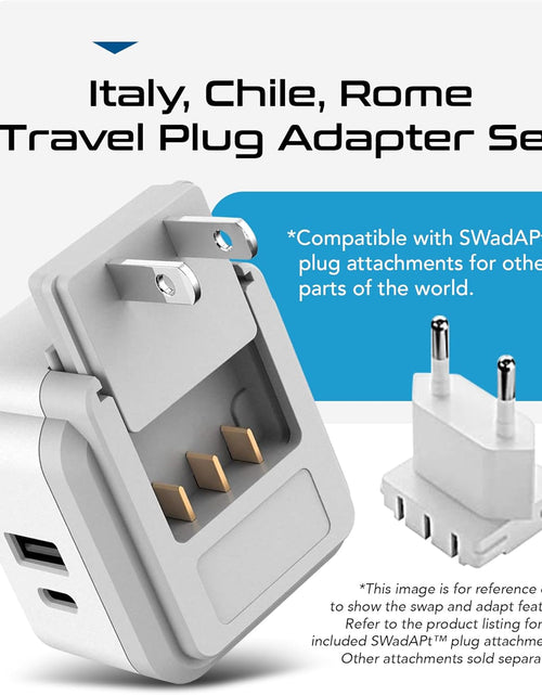 Load image into Gallery viewer, World Travel Plug Adapter Set by , Safe USB-C 30W PD &amp; QC 3.0-2 USA Socket - Compact &amp; Powerful - Use in Europe, Asia, Australia, Japan - Includes Type A, B, C, E/F, G, I Swadapt Attachments
