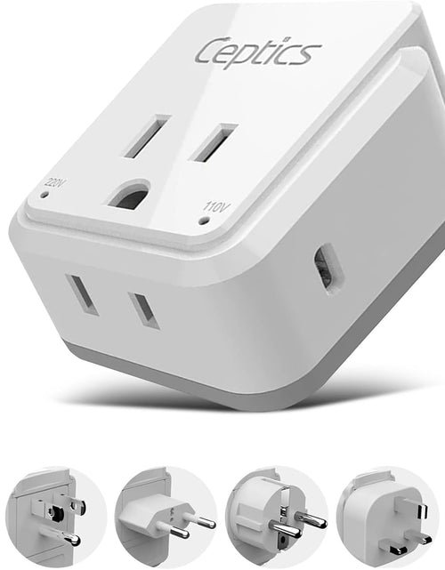 Load image into Gallery viewer, World Travel Plug Adapter Set by , Safe USB-C 30W PD &amp; QC 3.0-2 USA Socket - Compact &amp; Powerful - Use in Europe, Asia, Australia, Japan - Includes Type A, B, C, E/F, G, I Swadapt Attachments
