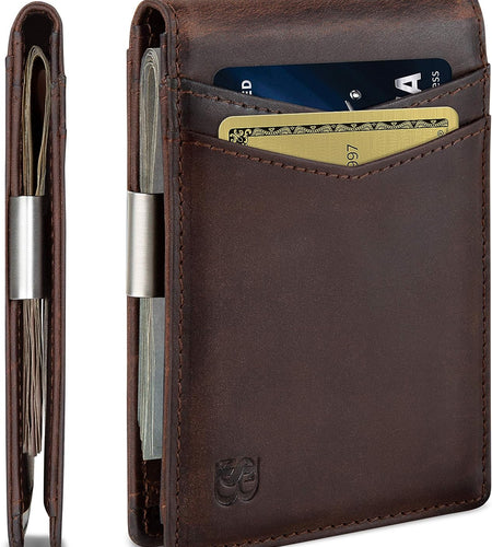 Money Clip Wallet - Mens Wallets Slim Front Pocket RFID Blocking Card Holder Minimalist Mini Bifold