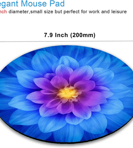Mouse Pad, Blue Watercolor Lotus Flower round Mouse Pad, Non-Slip Rubber Base Mousepad for Laptop Computer, Personalized Small Mousepad with Designs for Women, 7.9 X 7.9 Inch